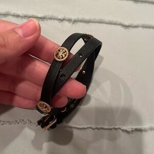 Tory Burch Leather Logo Wrap Bracelet